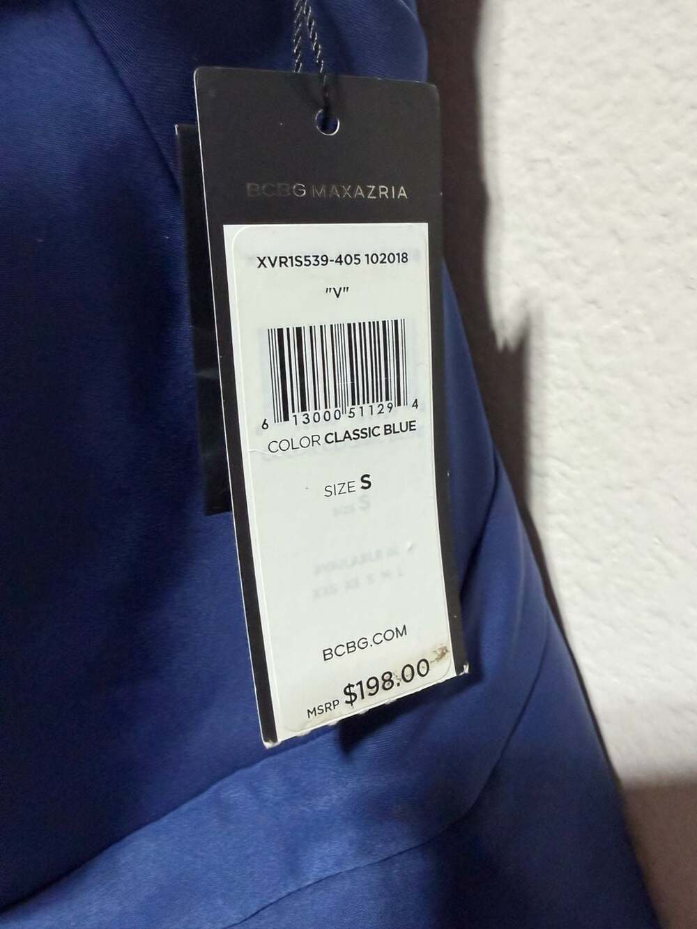 BCBG MaxAzria Classic Blue Crisscross Halter Peplum Top - Picture 2 of 3